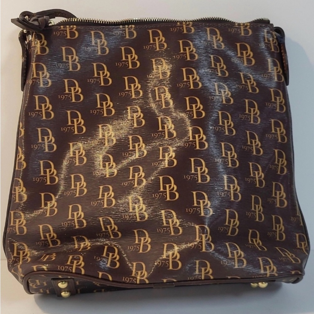 Dooney & Bourke New 1075 Brown and green coated canvas shoulder Bag - Picture 3 of 15